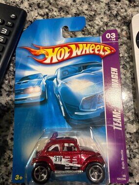 Hot Wheels Baja Beetle 2008 Team Volkswagen Red 131/196 Die-Cast Car